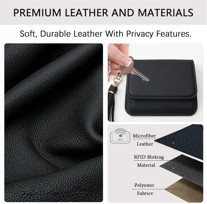 Sunpour Store Keychain Wallet RFID Wristlet Wallets for Women,Small Wallets Woman Key Chain Wallet with Coin Pocket and Id Window - Image 5
